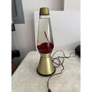 Vintage Original Large 17" LAVA LITE Motion Lamp Red w/Gold Starlight Base Works